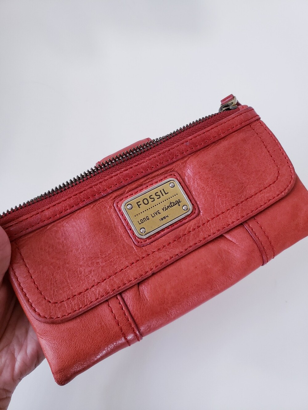 Vintage Fossil Orange Leather Wallet - Picture 16 of 16